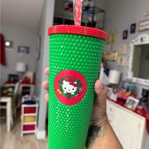 Green Hello Kitty Tumbler with Red‎ Lid